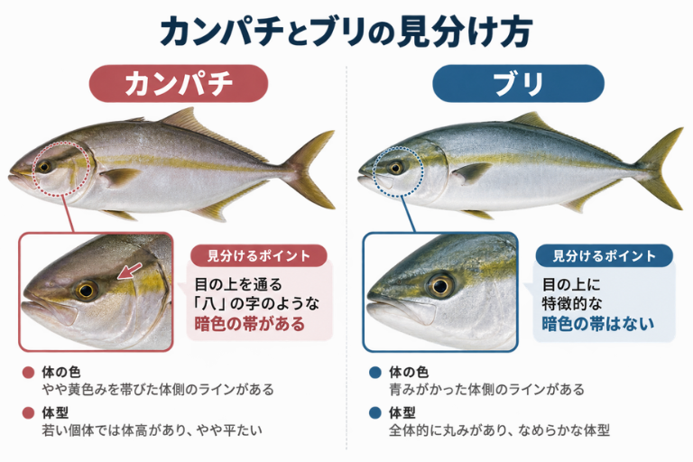 カンパチとブリの違い・見分け方についての図解